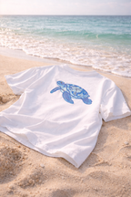 Ocean Turtle Oversized Embroidery  Tee - Cotton Tee