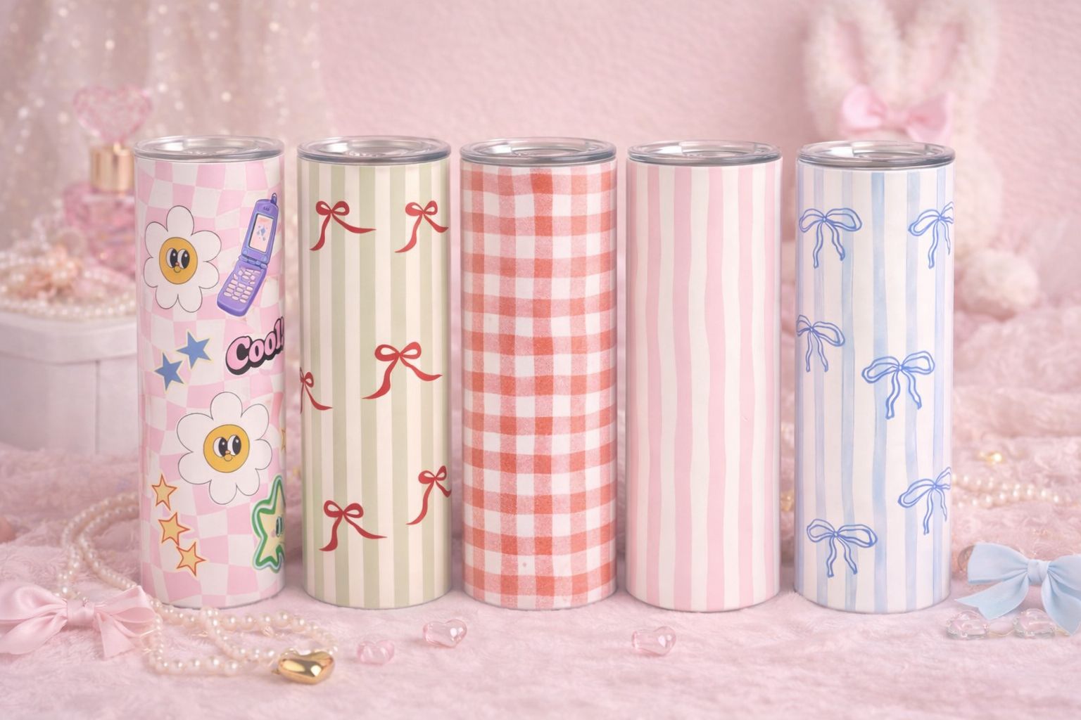 Cute Aesthetic Pattern Skinny Tumblers