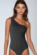 Ribbed One-Shoulder Bodysuit