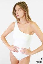 Ribbed One-Shoulder Bodysuit