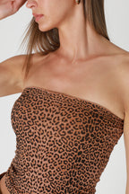 Leopard Print Strapless Tube Top