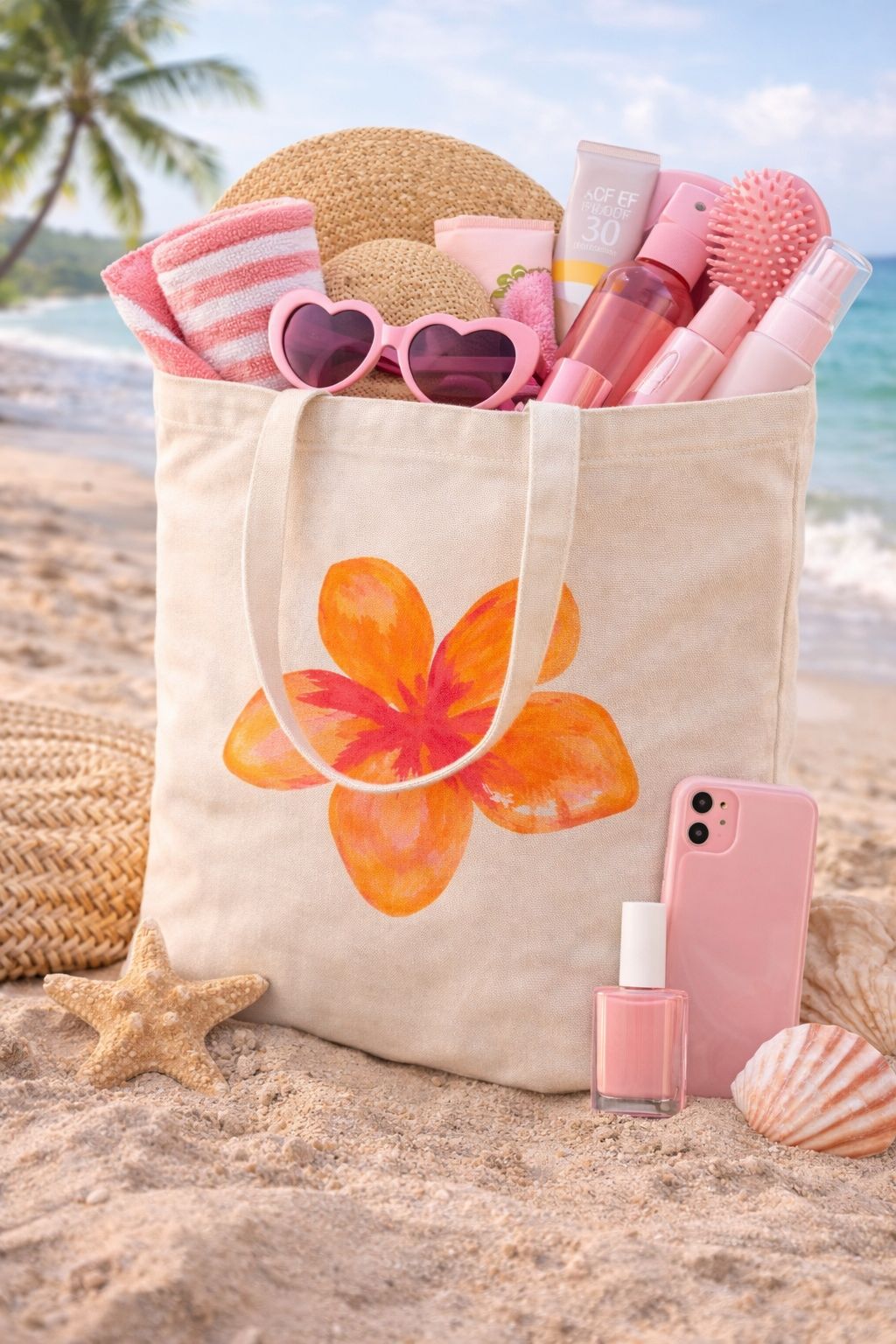 Tropical Hibiscus Beach Tote