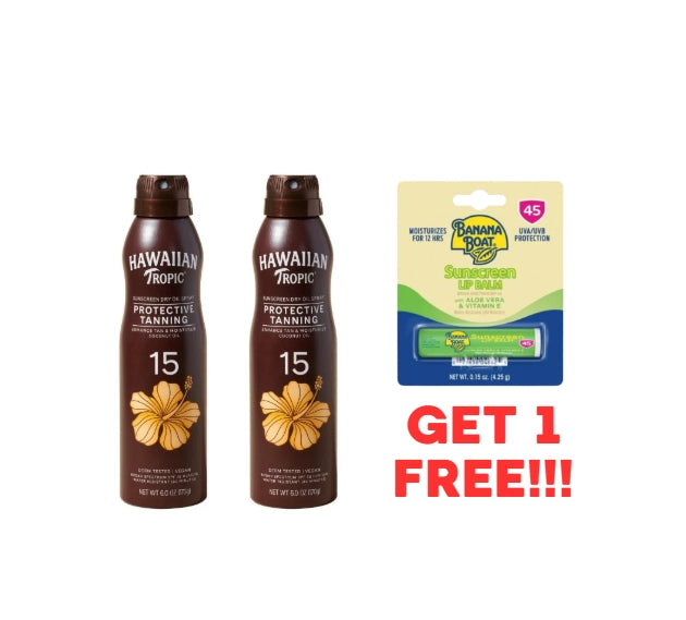 Pack of 2 Hawaiian Tropic Dry Oil Tanning Spray, SPF 15, 6 OZ