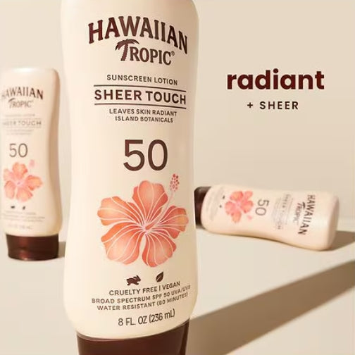 Pack of 2 Hawaiian Tropic Sheer Touch Ultra Radiance Lotion Sunscreen SPF 50, 8.0 fl oz
