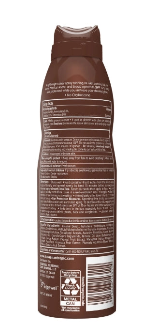 Pack of 2 Hawaiian Tropic Dry Oil Tanning Spray, SPF 15, 6 OZ