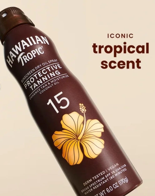 Pack of 2 Hawaiian Tropic Dry Oil Tanning Spray, SPF 15, 6 OZ