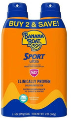Banana Boat Ultra Sport Clear Sunscreen Spray, SPF 50 Pack Of 2