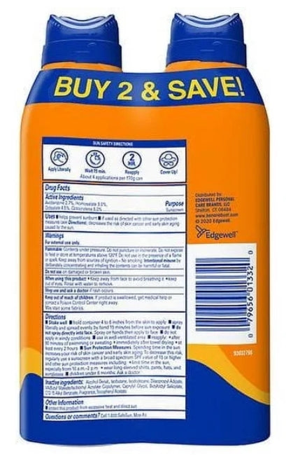 Banana Boat Ultra Sport Clear Sunscreen Spray, SPF 50 Pack Of 2