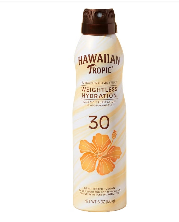 Pack of 2 Hawaiian Tropic Silk Hydration Weightless Sunscreen C-Spray - SPF 30 - 6oz: Sun Protection, Whole Body, Fresh, Paraben-Free