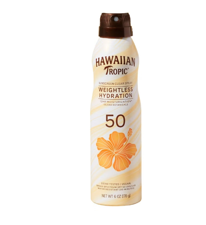 Hawaiian Tropic Silk Hydration Weightless Sunscreen C-Spray - SPF 50 - 6oz: Tropical Scent, With Homosalate, Whole Body UsePack of 2