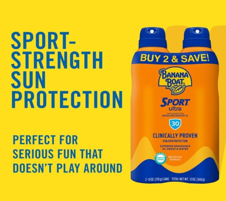 Banana Boat Sport Ultra Spray Sunscreen Double Pack, SPF 30, 6 oz