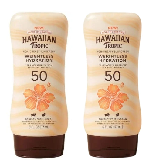 Hawaiian Tropic Sunscreen with Ultra Radiant Lotion SPF 50, 8 Oz Un, Pack Of 2