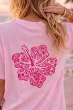 Hibiscus Coast Oversized Embroidery  Tee - Cotton Tee